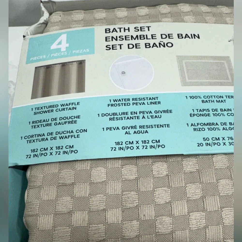 Essential Spa Shower Curtain Set 4 New Taupe Beige